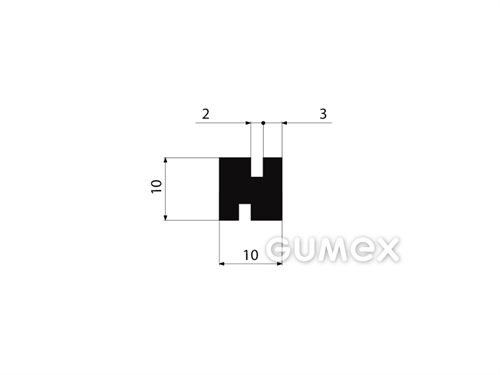 "H" Gummiprofil, 10x10/2/2mm, 45°ShA, NBR, -40°C/+70°C, schwarz, 